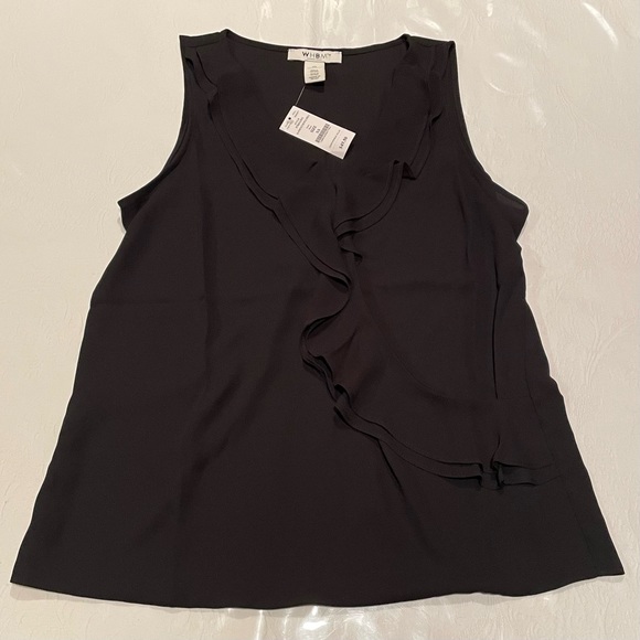 WHBM Surplice Ruffle Shell in Black Size XS NWT - Picture 3 of 6